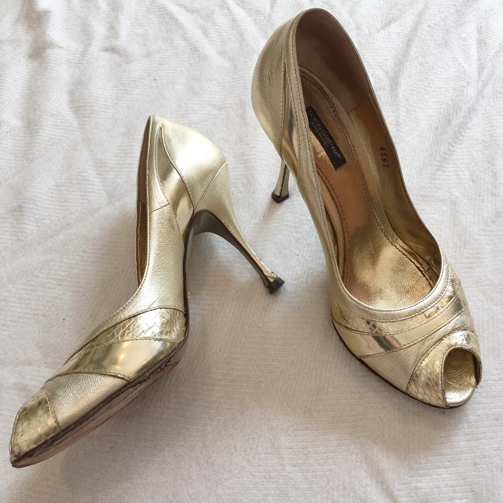[DOLCE&GABBANA] Gold high heels size 38